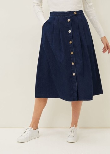 Phase Eight Lusia A- Line Denim Skirts Indigo Canada | XPOLGA-120